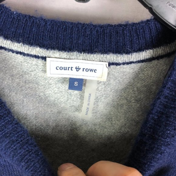 COURT & ROWE Navy Gray Ivy League Wool Blend Sweater Size Small - Picture 6 of 8